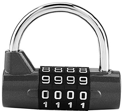 Sonew Lucchetto a combinazione con codice a 4 cifre, armadietto palestra, blocco password di sicurezza per palestra, scuola, armadietto dei dipendenti (nero)