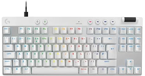Logitech G PRO X TKL RAPID Tenkeyless Wired Gaming Keyboard With Magnetic Analog Switches, Rapid Trigger Mode, Adjustable Actuation, and Customisable RGB Lighting, QWERTY UK English Layout - White