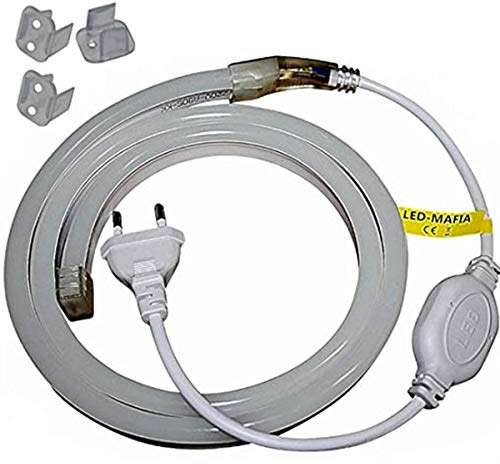 1-5m LED Neon Flex Lichtschlauch - 230V bei 8W/m - Wasserfest - Streifen Band - warmweiß weiß rot - 11,99€/m Licht (warmweiß, 3m)