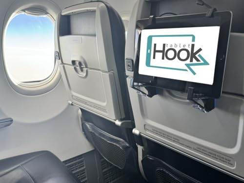 Tablethookz v3 - Handsfree-fäste för din surfplatta eller iPad. Utformad för resor, fäster din enhet säkert på tåg eller flygplanssäten eller bilnackstöd för underhållning i ögonhöjd