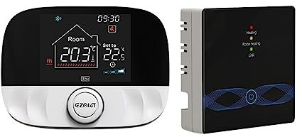 Termostato Inteligente, Termostato inteligente Tuya, controlador de temperatura inalámbrico for calefacción de agua de caldera de Gas, termorregulador de hogar inteligente LCD ,para el hogar(Black T9W