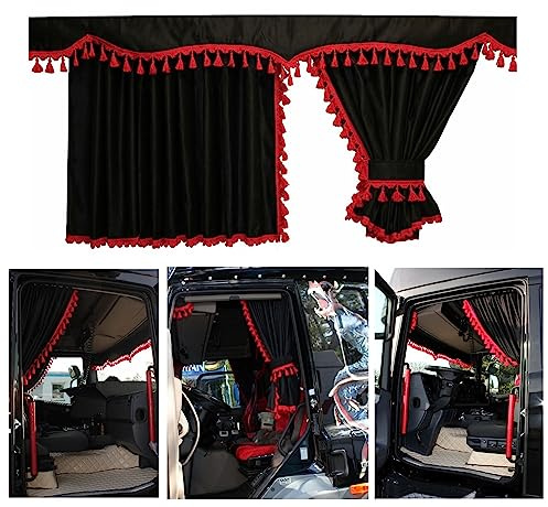 LKW Gardinen Cab Curtain Sichtschutz für Kabine für Scania S-Reihe ab 2017, schwarz-rot