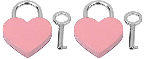Petites Serrures avec Clés Serrure Coeur et Serrures à Clavier Mini Serrures Cadenas 30x39mm(Rose)