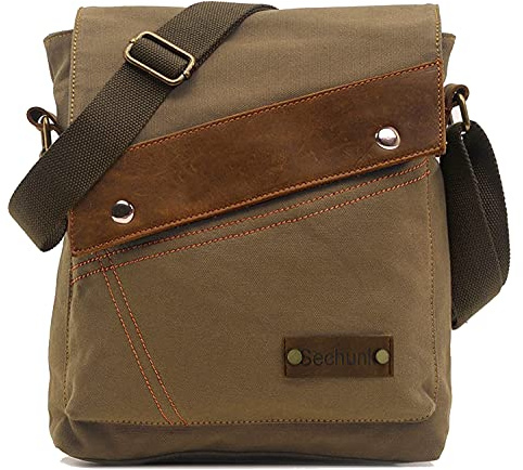 Sechunk Schultertaschen aus Segeltuch, Umhängetasche, Kuriertasche, Tagesrucksack für Damen und Herren