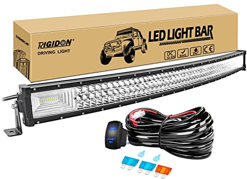 RIGIDON gebogene led lichtleiste kfz 12v kabelbaum kit, 42 zoll 105cm 540W | 6000K weiß, wasserdichte, curved led lightbar, offroad beleuchtung, arbeitsleuchte für LKW ATV SUV 4x4 auto Pickup fahrzeuge