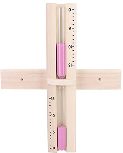 Sanduhr mit Sanduhr für die Sauna, 15 Minuten Sanduhr für den Saunaraum Glaszeituhr Wandmontierte Sanduhr aus Holz mit rosa Sand