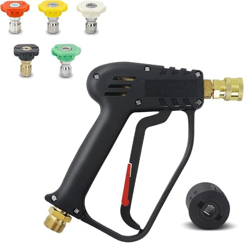 DERASL 4000PSI High Pressure Washer Gun for Nilfisk, Bosch with M22 14MM Hose Connector, Compatible with Nilfisk/Bosch Quick Connector, Car Wash Gun Short Gun for Car Washer Cleaning Tool