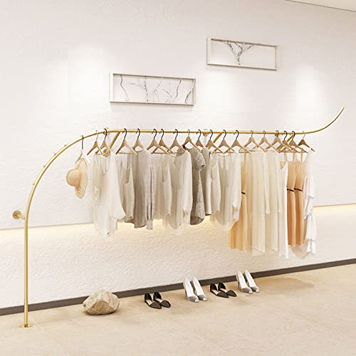 Kleiderstange zur Wandmontage Gold, Wand - Kleiderständer im Industrie-Rohr-Stil, um Hängen der Kleidungsstücke ​für Zuhause, Geschäfte 250/300 / 350cm