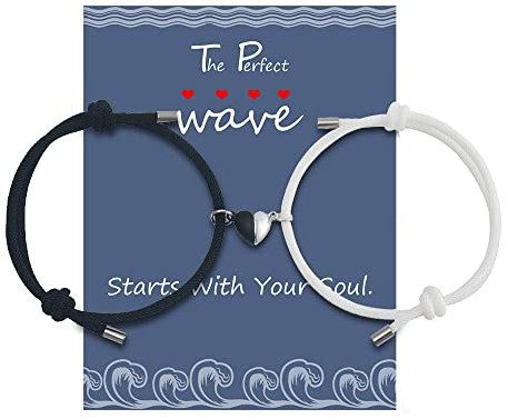 Magnet-Armband für Paare, Wunschstein, magnetische Paar-Armbänder, Herz gegenseitige Anziehung, passendes Armband für Ihre Freundin, Gewebe, Legierung