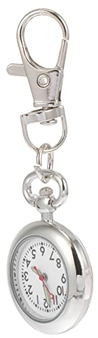 POPETPOP Montre gousset à quartz en métal avec porte-clés pour infirmières, médecins, chefs, escaladeurs, maison, bureau, extérieur - Argenté