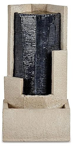 Fontana triangolare marrone nero resina (21 x 48,5 x 25 cm)