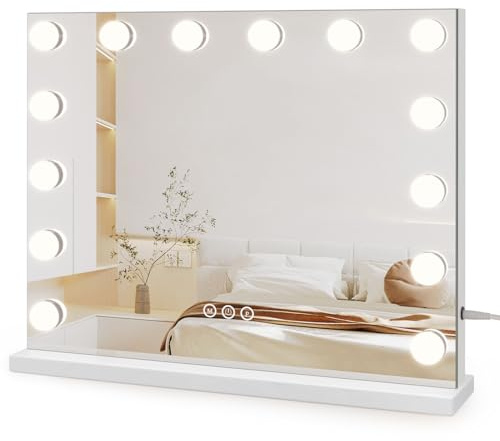 Dripex Specchio da Trucco con Luci a 14 Led Hollywood 50x42cm