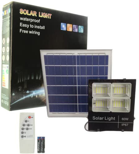 Jandei - Foco Proyector Led Solar, Panel Separado con Batería de Litio, Luz Fría 6000k. Protección IP65 Exterior. Ideal para Jardin, Terraza, Caminos… (600 Lúmenes)