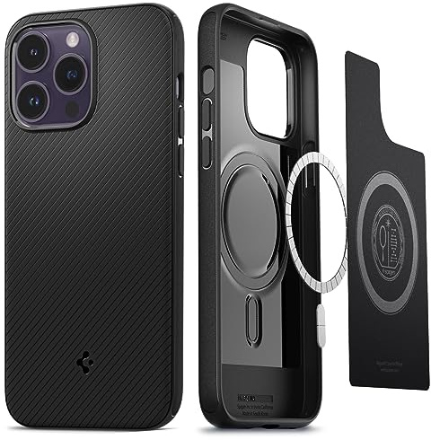 Spigen iPhone 14 Pro Hülle Mag Armor MagFit -Matte Black | Kompatibel mit MagSafe, Air Cushion Tech, Military-Grade Schutz