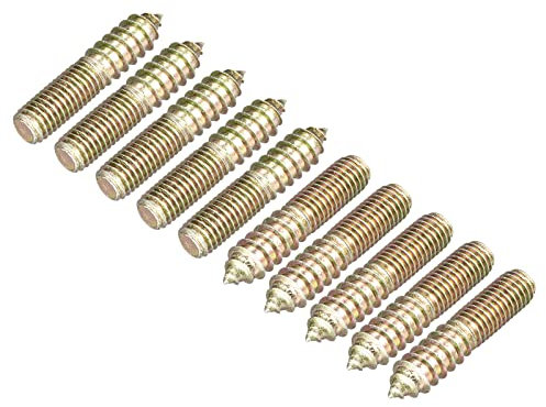 sourcing map M10x50mm Hanger Bolts, 12pcs Double Ended Thread Dowel Screws for Wood Furniture