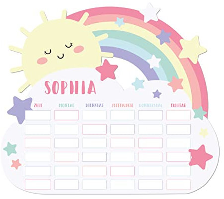 Striefchen® Magnetischer Stundenplan in Konturschnitt für Jungen und Mädchen, verschiedene Motive mit Wunschname Bunt