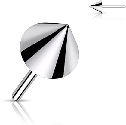 Paula & Fritz® Push-In Aufsatz Spike Silber Titan-IUM Grade 23 Piercing 3-mm x 3-mm 3-mm x 4-mm Größe Ohr-Stecker Labret Stud Nipple Straight Barbell