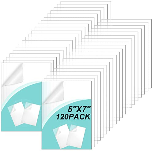 Queekay 120 Pack 5 x 7 Clear Acrylic Sheet Panel Plastic Cast Transparent Panels with Protective Paper for Arts and Craft Project Picture Frame Replacement DIY Display Painting