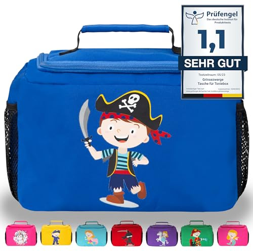 GRINSEZWERGE Tasche für die Toniebox in 12 niedlichen Motiven | Aufbewahrung für Tonies, Edurino Figuren & Zubehör | Kinder Musikbox Starterset | Toniebox 2 Transport Aufbewahrungstasche