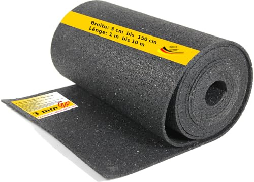 GMP Bautenschutzmatte 6 mm x 30 cm x 4 m | Terassenpad Rolle | Unterleger Gerüstbau | Unterkonstruktion WPC, Fliesen, Dielen | Verschiedene Größen | Gummigranulat