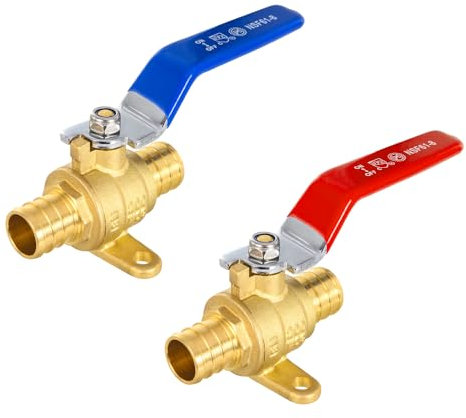 2Pcs EFIELD 3/4Pex Ball Valve with Drop-ear,Red&Blue Level(VALVE215-2)