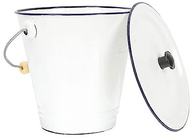 ATMRC Eiskübel Eiskübel aus Metall mit Deckel, weiße Emaille, Vintage-Eiskübel, Bar-Eiskübel for Party, Getränkewanne for Zuhause, Küche, Outdoor Kühler