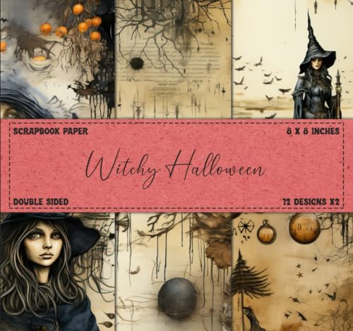 Scrapbook Paper: Witchy Halloween, Vintage Themed, Decorative Craft Paper for Card Making, DIY, & Crafts Projects - Double Sided 8 x 8 Sheets