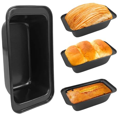 KKONHII 4 Pack Nonstick Loaf Pan, 8.1 x 4.3 Inch Carbon Steel Kitchen Baking Bread Pan DIY Rectangle Bakeware Nonstick Cake Pans for Home Baking Banana Bread Cake or Pies Dishwasher Safe