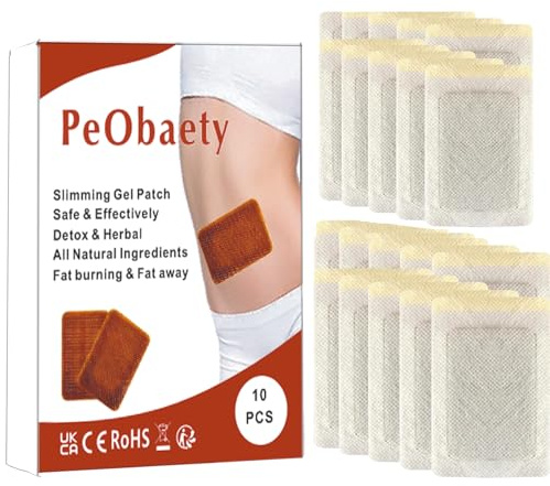 Parches adelgazantes, herbal Detox Slim Patch, 10 unidades parche de gel para pérdida de peso para quemar grasa, supresión del apetito para hombres y mujeres, todo natural y antialérgico, delgado