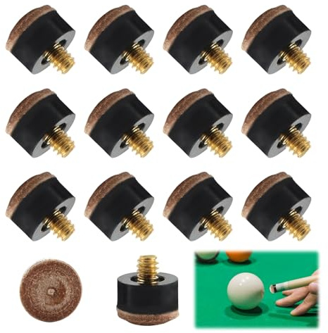 Ownkim 12 Stück 12 mm Pool Queue Spitzen, Hochwertiges Billard Zubehör, Harte Leder Spitzen mit Schraub-Installationsmethode, Ersatz Tipps Set in Braun,Braun Spitzen Set, Billard Zubehör