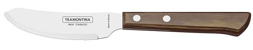 Tramontina Pizzamesser, 10 cm, Edelstahl, FSC-zertifizierter Holzgriff, Messer, spezielle Klinge, Wellenschliff, rostfrei, spülmaschinenfest,