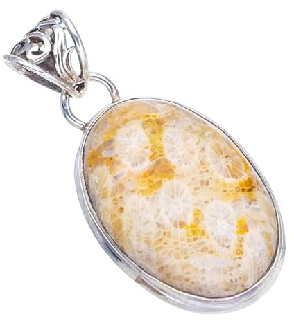 StarGems Natürlich Chrysantheme Jaspis Handmade 925 Sterling Silver Anhänger 1 3/4 F6587