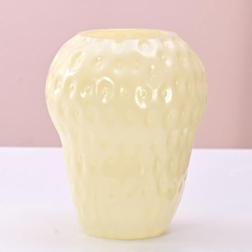 BURLOE Erdbeer Vase, Dekor Niedliche Dekorative Glasvase Vintage Inspirierte Keramik Blumenvase Obst Blumenarrangement Glas Deko Wohnzimmer Modern,4
