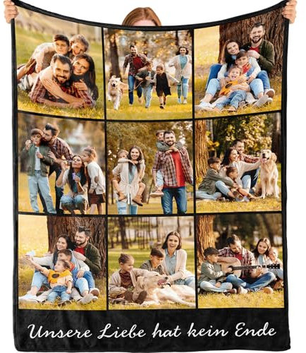 Bemaystar Personalisierte Decke personalisierte Geschenke - Decke mit Foto Fotodecke mit Eigenem Foto Geschenke für Mama, Papa, Baby, Familie, Muttertag, Vatertag, Geburtstag,Weihnachten 9 Foto Text
