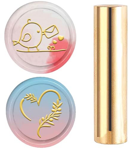 craspire 2 Seitiger Muster Wachssiegelstempel 15mm Mini Herz Liebesbrief Vögel Massives Messing Hochzeit Vintage Siegelstempel Für Einladungen Umschläge Karten DIY Basteln Geburtstag Dekoratives