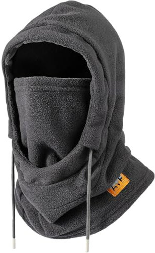 KGDUYC Thermo Fleece Sturmhauben Winter, Winddichte Balaclava Gesichtsmaske, Warme Fleecefutter Skimaske Weicht Verstellbare Kapuze Hut Motorrad Fahrrad für Herren Damen Outdoor Skifahren, Grau