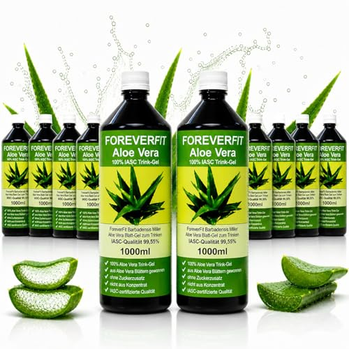 Aloe Vera Gel ForeverFit 12 x 1000ml Trinkgel Barbadensis Miller Blattgel unverdünnt KEIN Saft KEIN Konzentrat OHNE künstliche Vitamine. Acemannan bis 1200mg/Liter. 30243