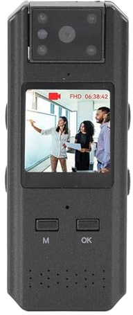 VBESTLIFE Tragbare Kamera, HD 1080P Körperkamera, Video-Audio-Recorder, WLAN, Tragbare Kleine Tragbare Kamera mit 180° Drehbarem Objektiv, Nachtsicht für den Täglichen Gebrauch bei der