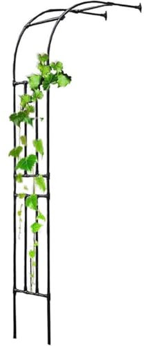 Metal Garden Arch with Plant Black Half Arch Wall Trellis for Climbing Roses Vines Support Easy Assemble Outdoor Archway 150 * 240cm White