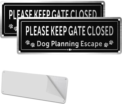 teashow 2 Pack Please Keep Gate Closed Dog Warning Sign,Close the Gate Sign | Adhesive Backing Rust-Free UV Protected Weatherproof Fade-Resistant Reflective for Gates Fencing Outdoor Use 9.8x3.5 Inches