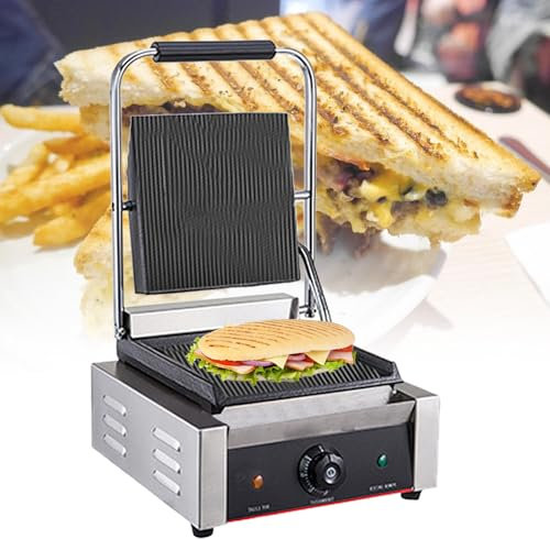 Commercial Panini Sandwich Maker, 1.8KW/3.6KW Single/Double Press Grill, Adjustable Temperature Griller, for Hamburger Steak Bacon,811A-220V