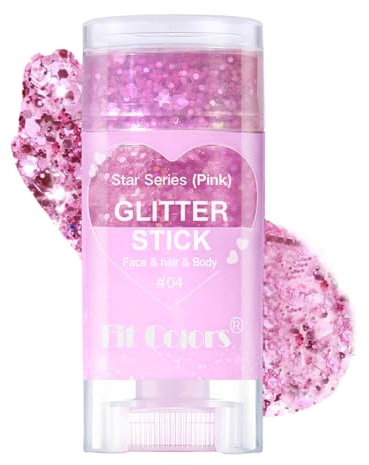 GL-Turelifes Gesicht und Körper Glitter Gel Stick, Karneval Gesicht Make-up, Sparkling Nair Haar Pailletten Gel, Sänger Konzerte Festival Rave Zubehör(#04 Pink)
