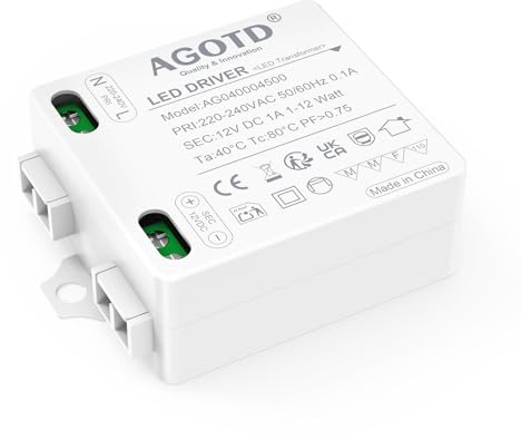 AGOTD 12V Netzteil Mini LED Trafo 12Volt 1A 12W | für LED Strip G4 GU5,3, LED Driver, Treiber, Transformator, Driver Power Supply, Flackerfrei
