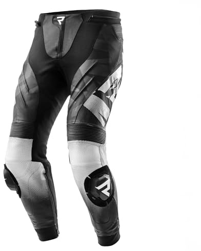 REBELHORN Inferno Motorradhose Herren | Leder | Knie, Hüft und Steißbein Protektoren Stufe 2 | Knieschleifer | Belüftungspaneele