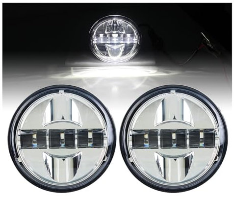 Faro Moto Testa Proiettore Fendinebbia A LED Da 4,5 Pollici Lampada Ausiliaria Per Faro Da 4-1/2 per Moto Per Electra Glide Road Moto Fari Led(Cromo)