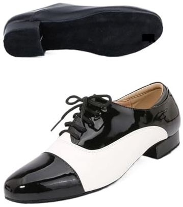 Herr latinska dansskor moderna prestanda tävling sneakers klassiska svarta vita dansskor för män för latinsk salsa övning, Utomhus Vit 4 5 cm, 46 EU