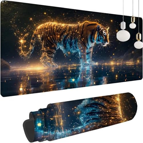 Rêve Tigre Gaming Tapis de Souris XXL, 700x300x3mm Clavier Souris Gamer Tapis Bureau avec Base Anti-Dérapage, Améliore la Précision et la Vitesse, Mouse Pad Imperméable pour Maison, Le Bureau Z-359
