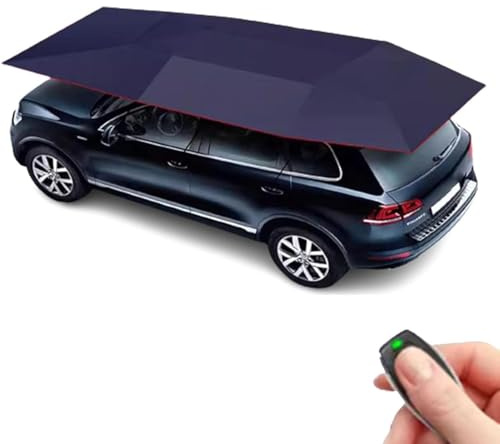 DSYYNAY Biltält, mobilt garage, hopfällbart solskyddstält, mobilt tältgarage med motorer, anti-UV markis, solskydd för utomhus tält (marinblått, 4,2 x 2,1 m)