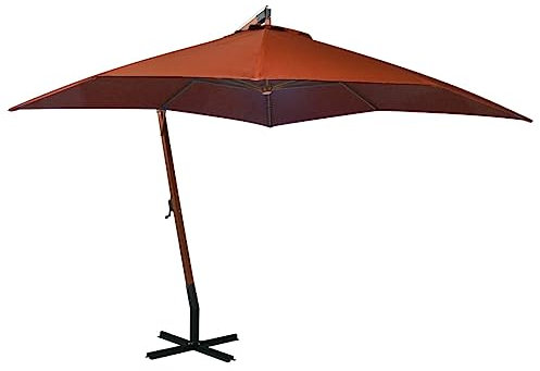 AJJHUUKI Ombrellone da giardino sospeso con palo in terracotta 3x3 m in legno di abete massiccio