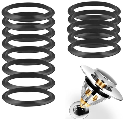 QIUMING Reservtätning för handfatsplugg popup-badkar, tätning, elastomertätning, tätningsprestanda för badrumshandfat, badkar (20 st, svart, 39 x 32,5 mm)